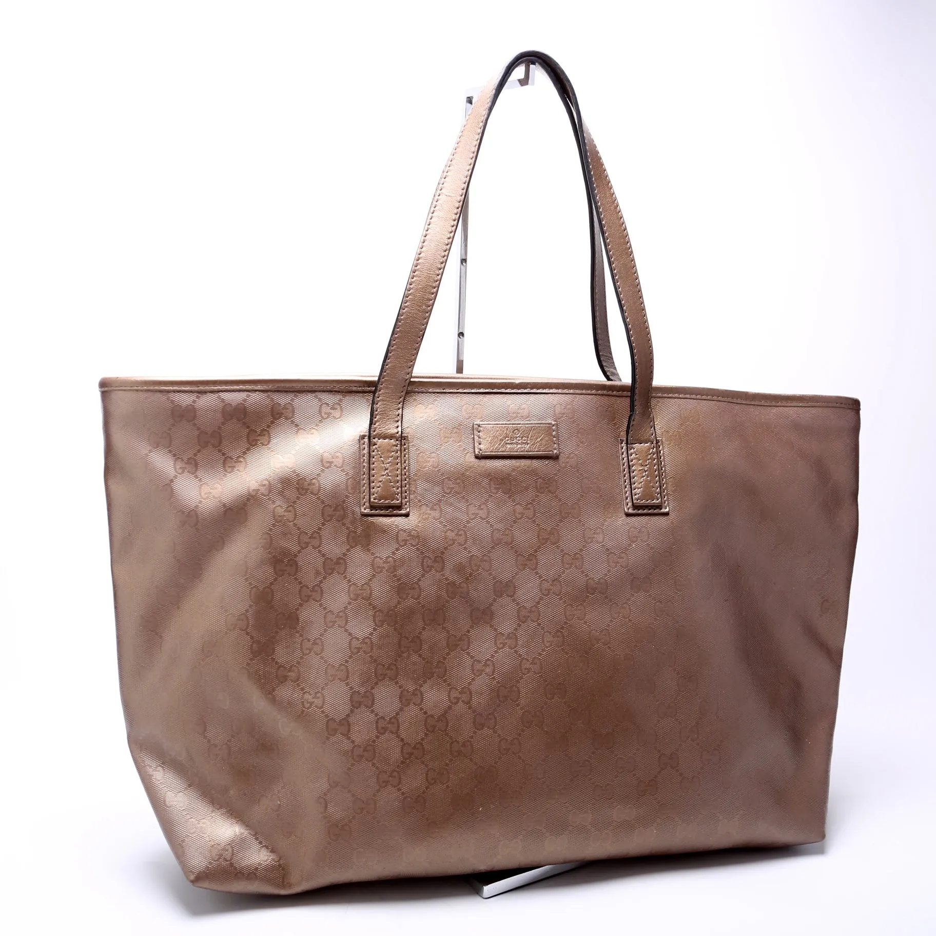 211137 GG Imprime Medium Zip Tote Bronze