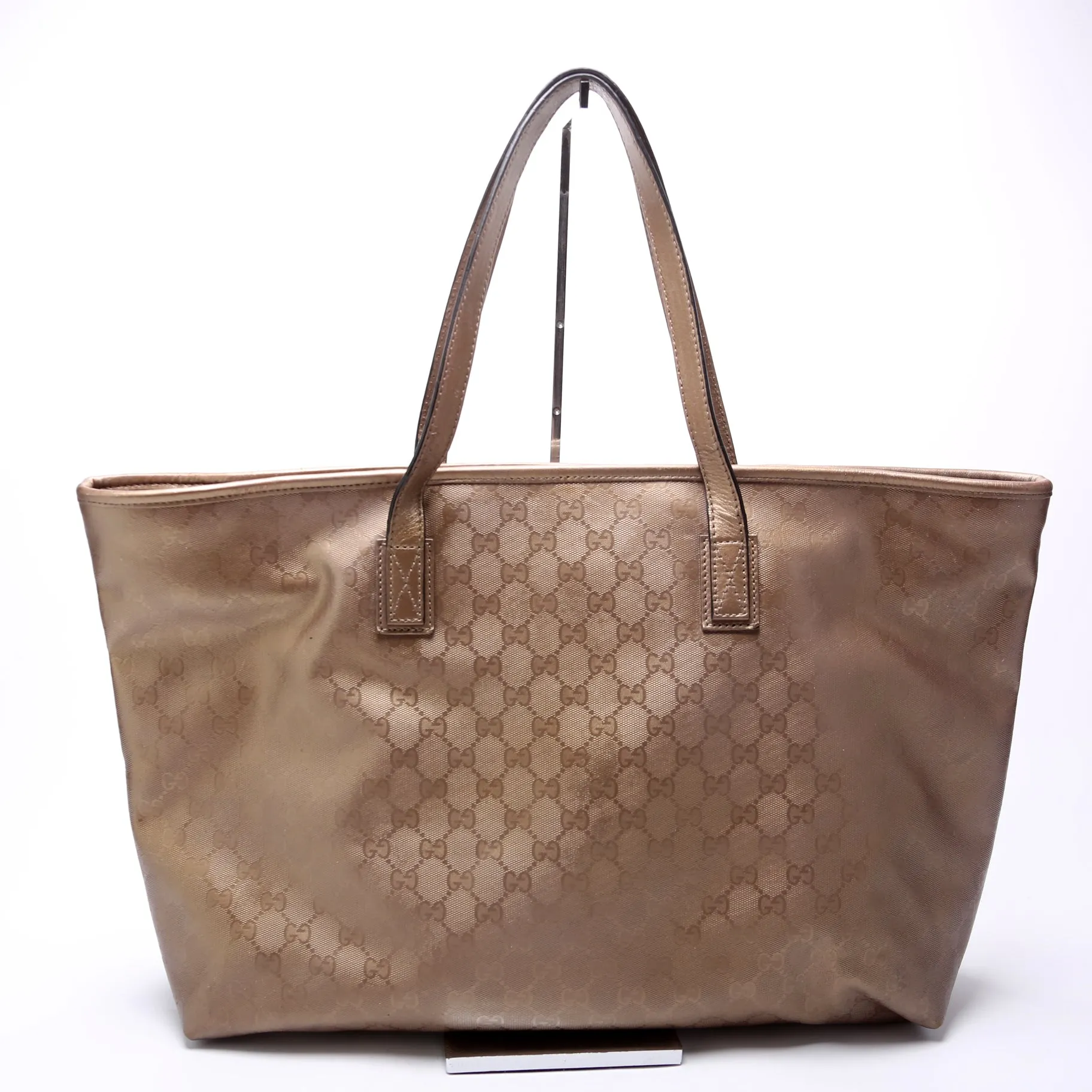 211137 GG Imprime Medium Zip Tote Bronze