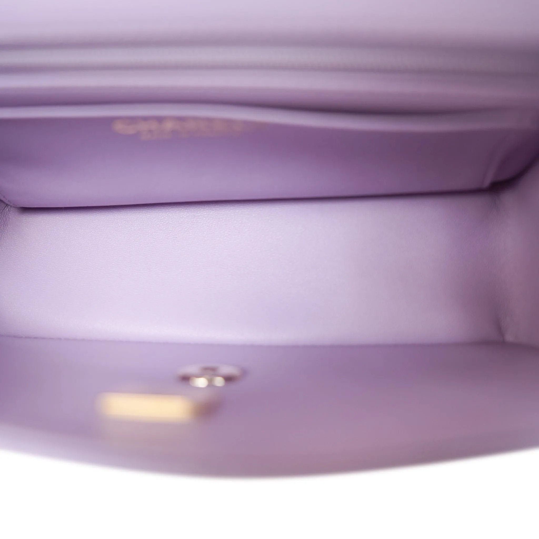 24P Violet/Light Purple Lambskin Quilted Mini Top Handle Light Gold Hardware