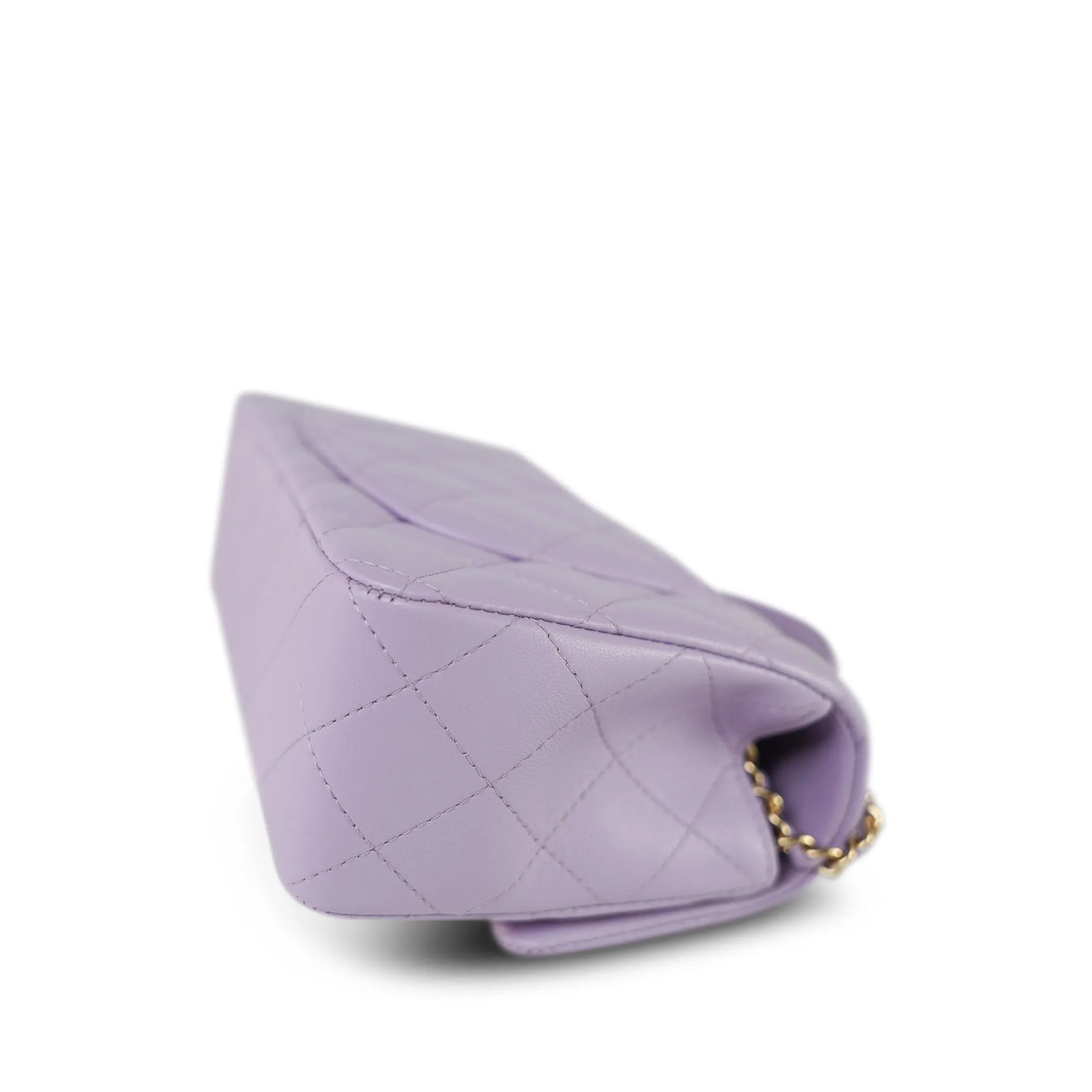 24P Violet/Light Purple Lambskin Quilted Mini Top Handle Light Gold Hardware