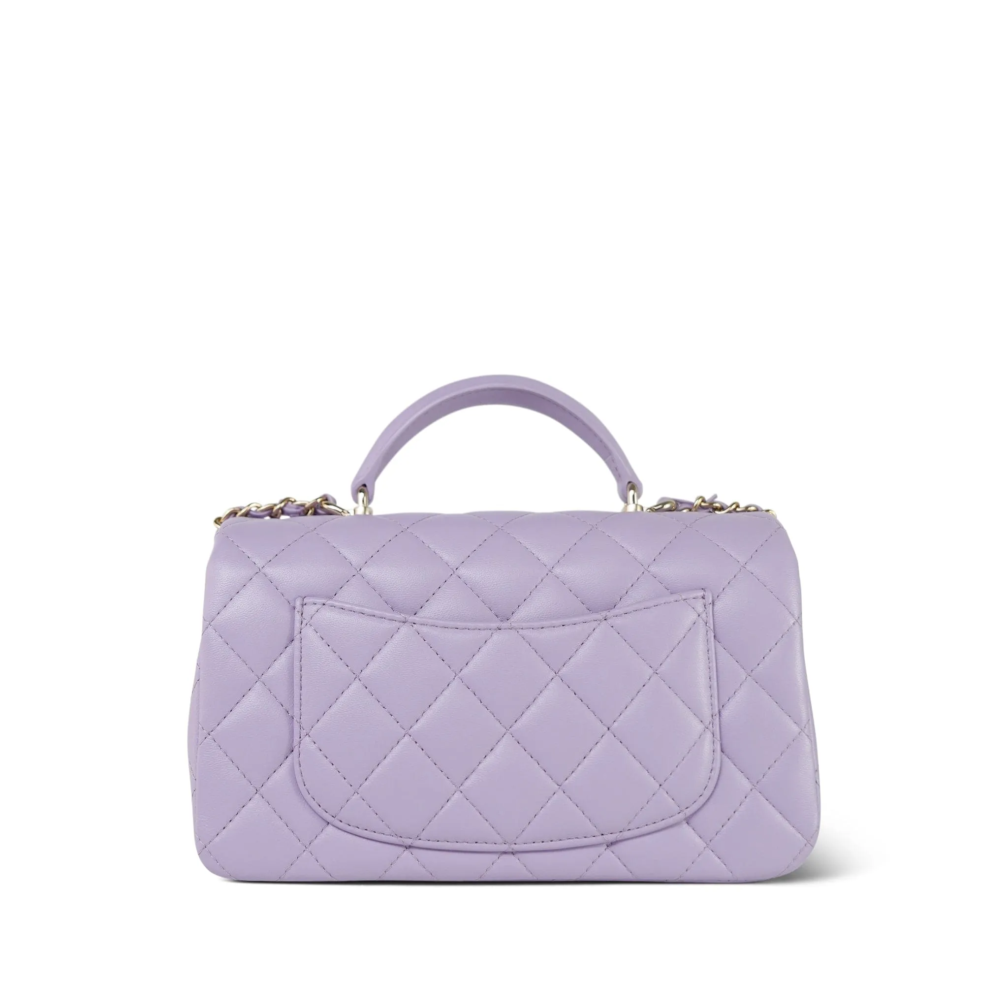 24P Violet/Light Purple Lambskin Quilted Mini Top Handle Light Gold Hardware