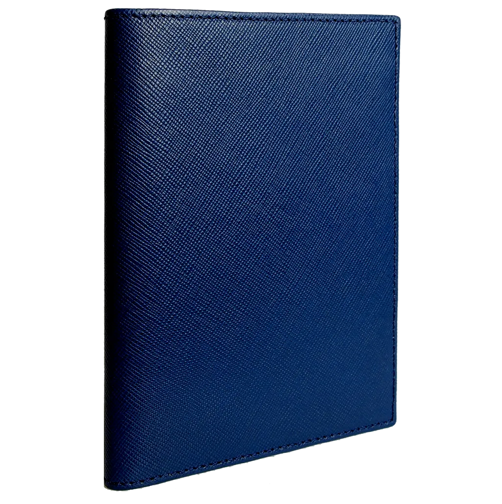 72 Smalldive Saffiano Leather Bi Colored Passport Wallet Blue