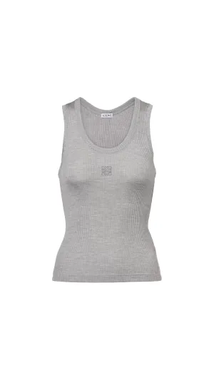 Anagram Tank Top in Silk - Grey Mlange