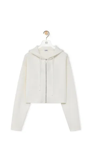 Anagram Zip-up Hoodie in Wool - White