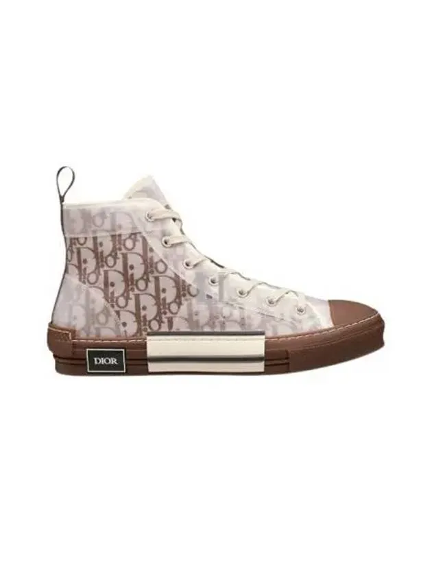 B23 Oblique Canvas High Top Sneakers Coffee Dior