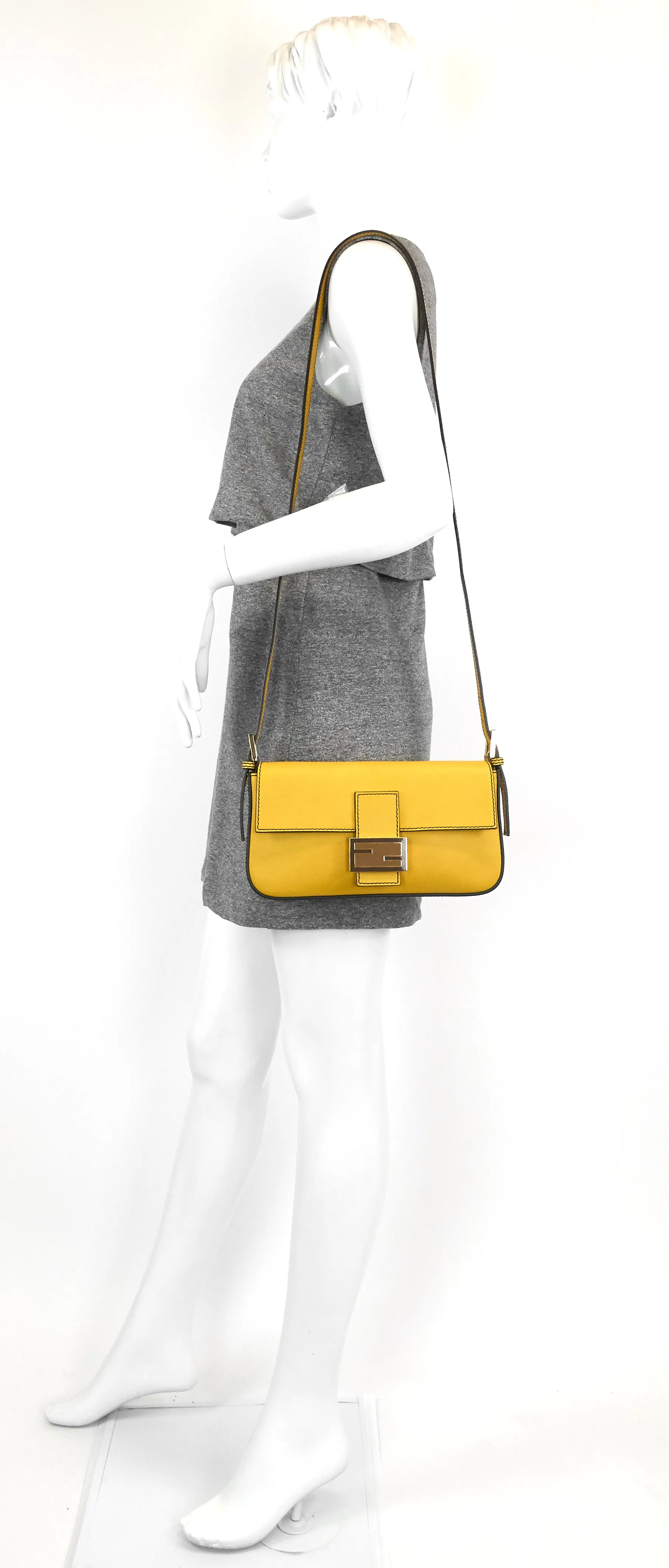 Baguette Leather FF Clasp Shoulder Bag