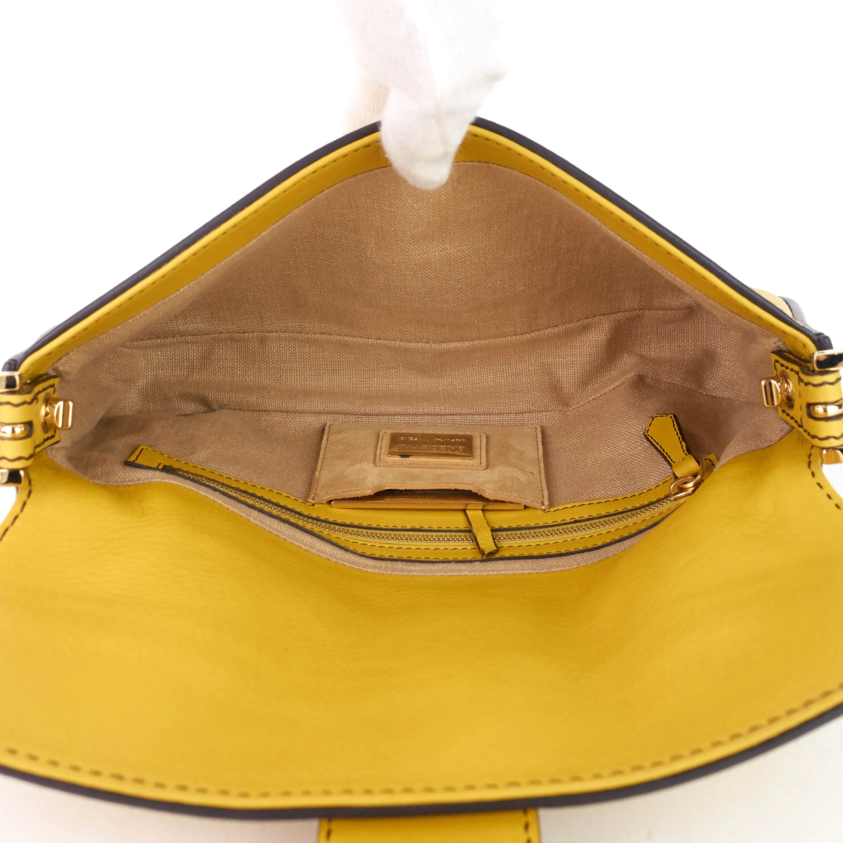 Baguette Leather FF Clasp Shoulder Bag