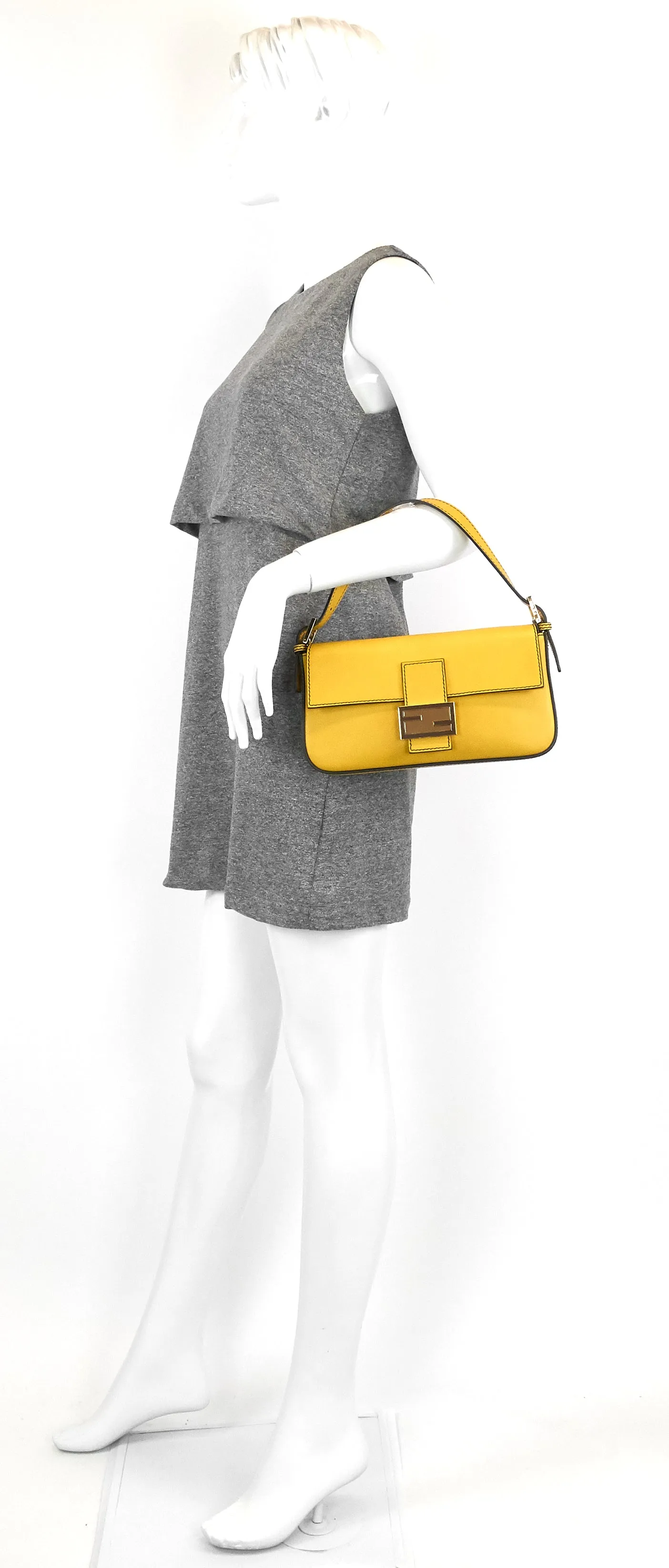 Baguette Leather FF Clasp Shoulder Bag