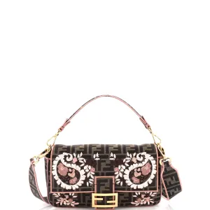 Baguette NM Bag Embroidered Zucca Canvas Medium