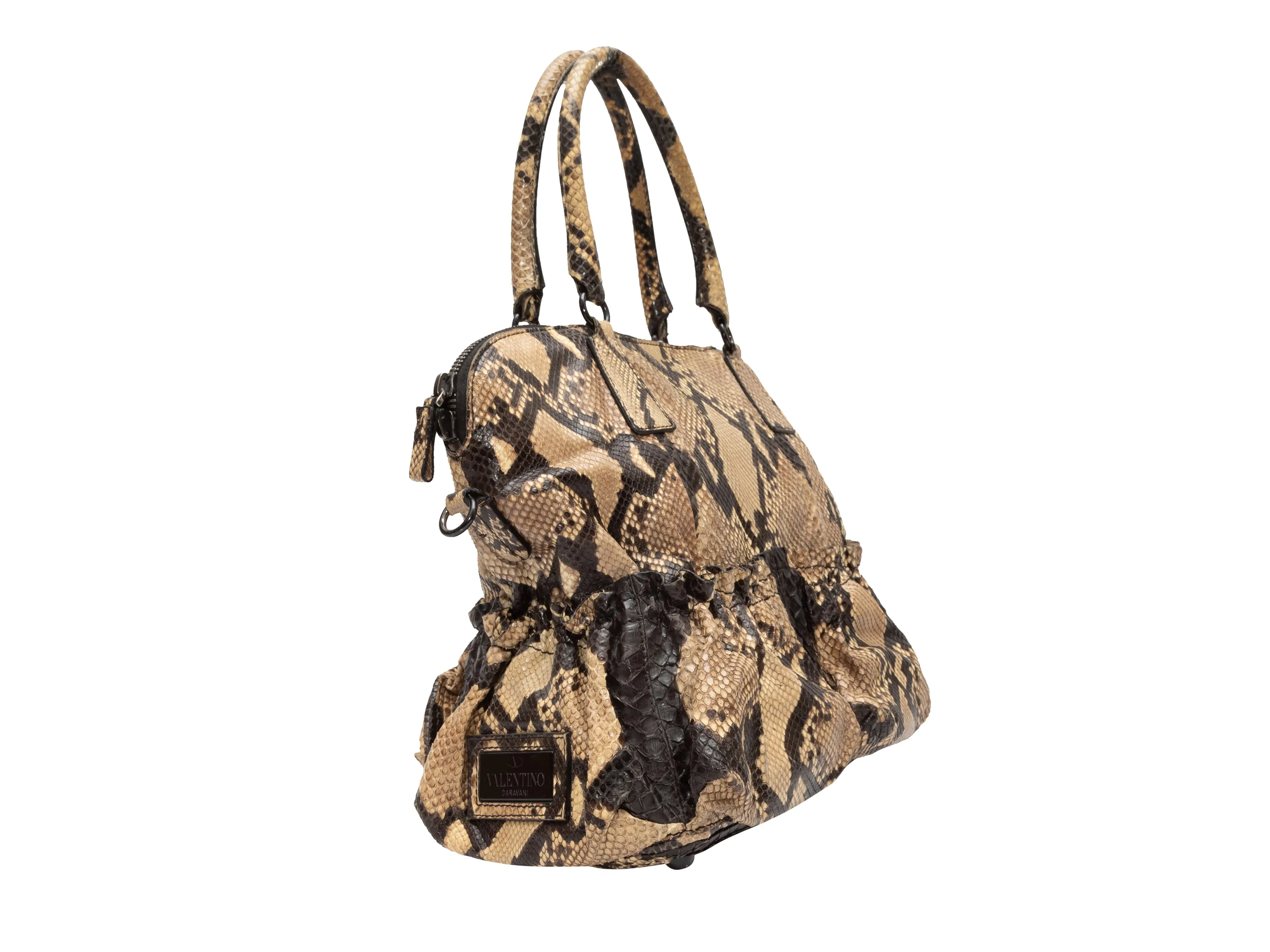 Beige & Black Valentino Python Shoulder Bag