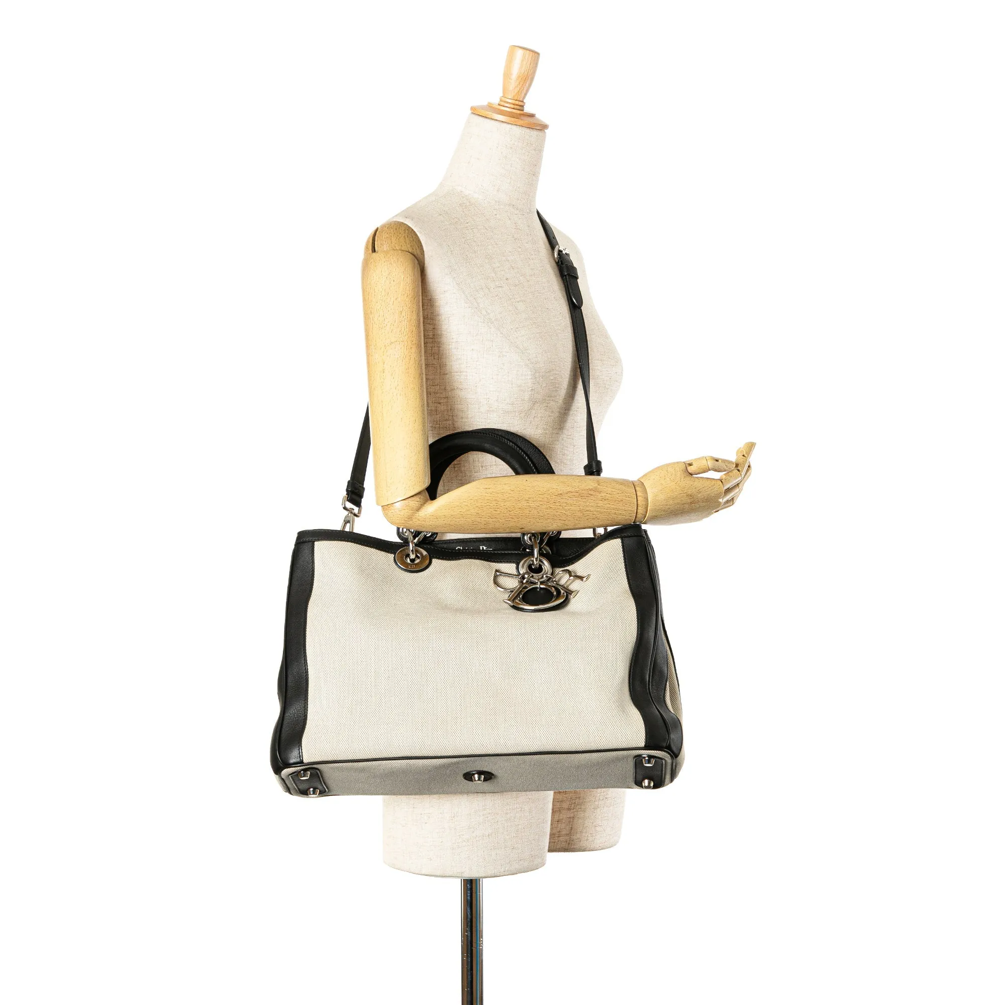 Beige Dior Large Canvas Diorissimo Satchel
