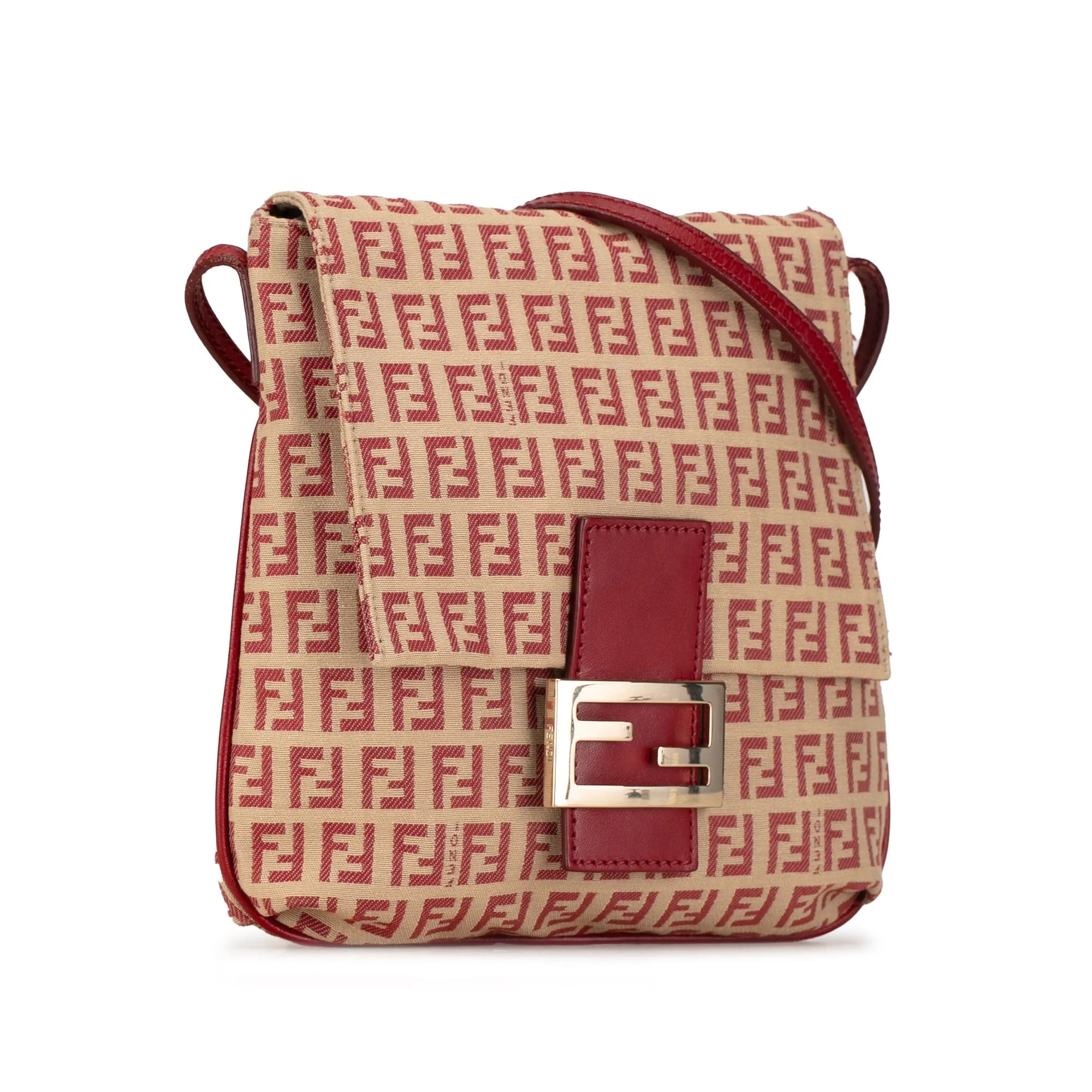 Beige Fendi Zucchino Canvas Flap Crossbody
