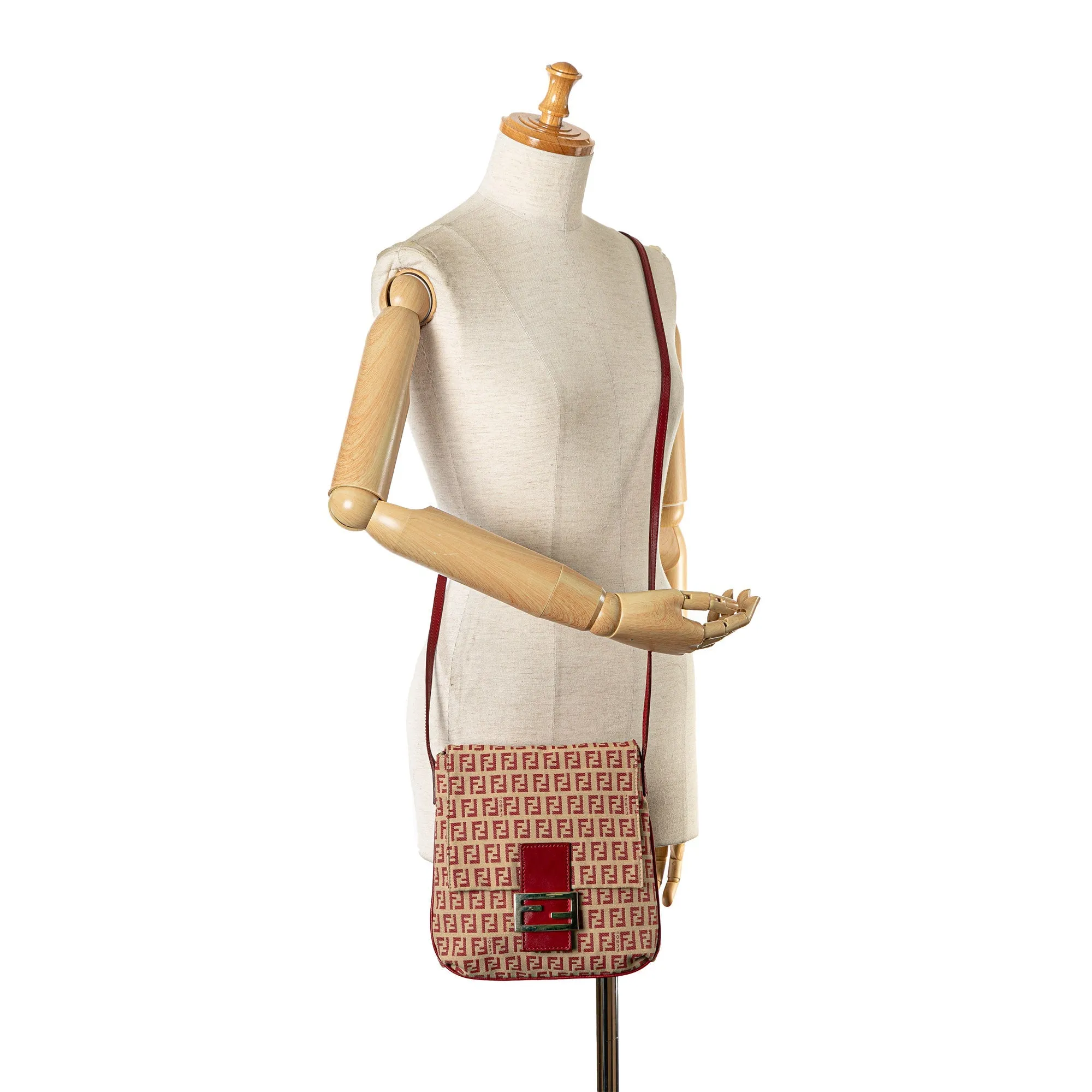 Beige Fendi Zucchino Canvas Flap Crossbody