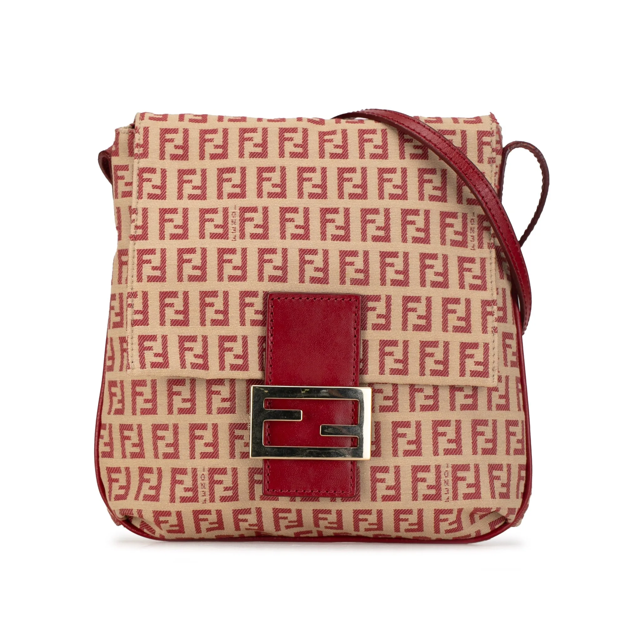 Beige Fendi Zucchino Canvas Flap Crossbody