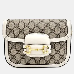 Beige/Ivory GG Canvas and Leather Horsebit 1955 Mini Bag