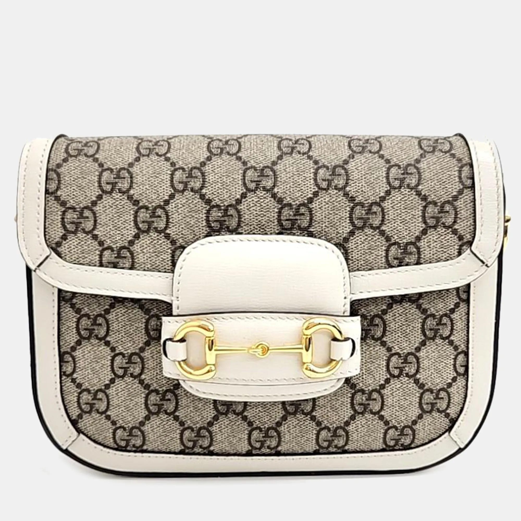 Beige/Ivory GG Canvas and Leather Horsebit 1955 Mini Bag