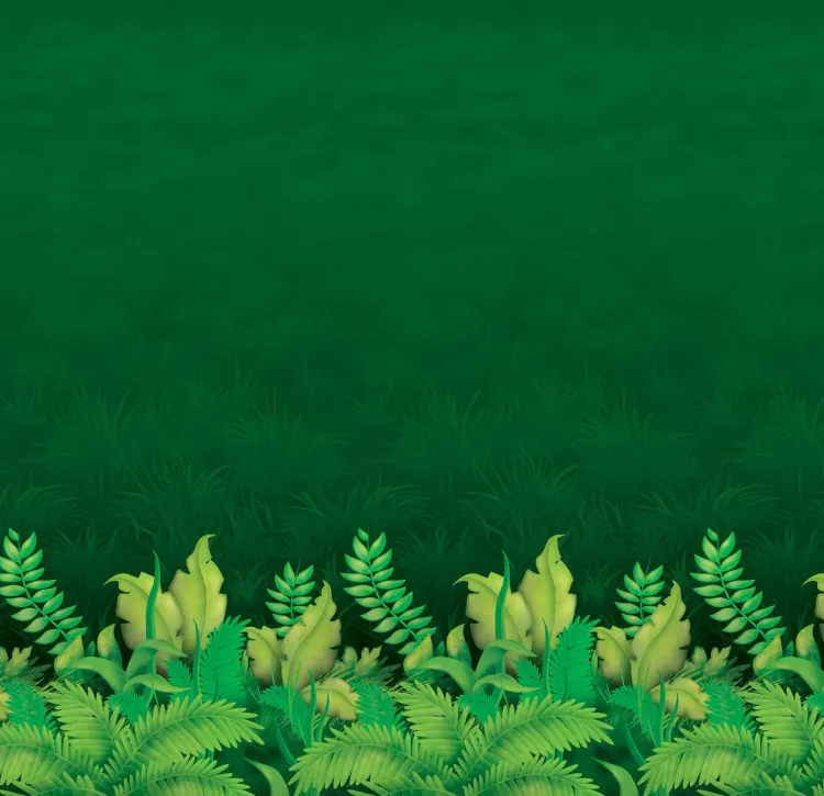 Beistle Jungle Foliage Wall Backdrop, 4 x 30  Photo Backdrop, Easy to Adhere Wall Covering, Tropical Party Decorations, Jungle Party Decorations, Greenery Backdrop, Party Decor, JE
