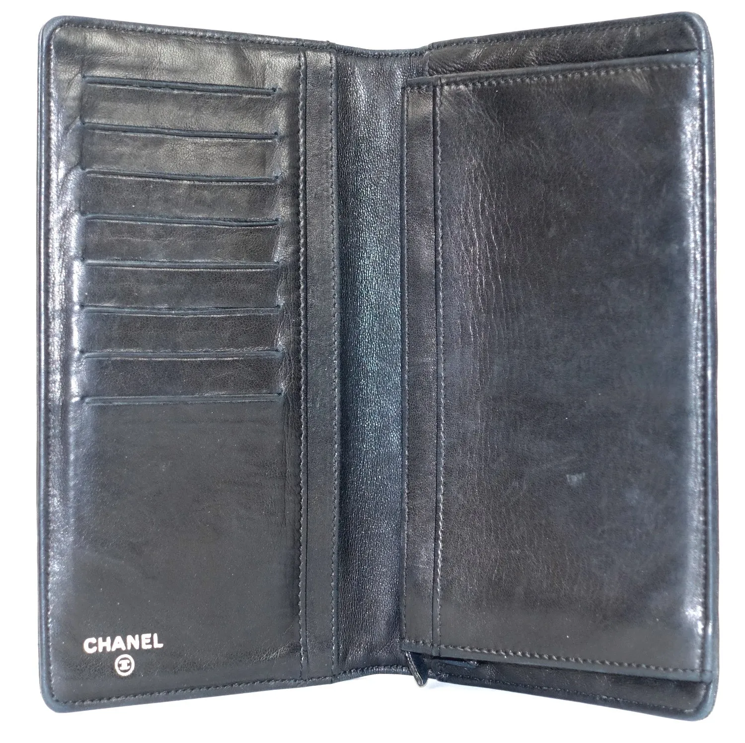 Bifold Camellia Lambskin Leather Long Wallet
