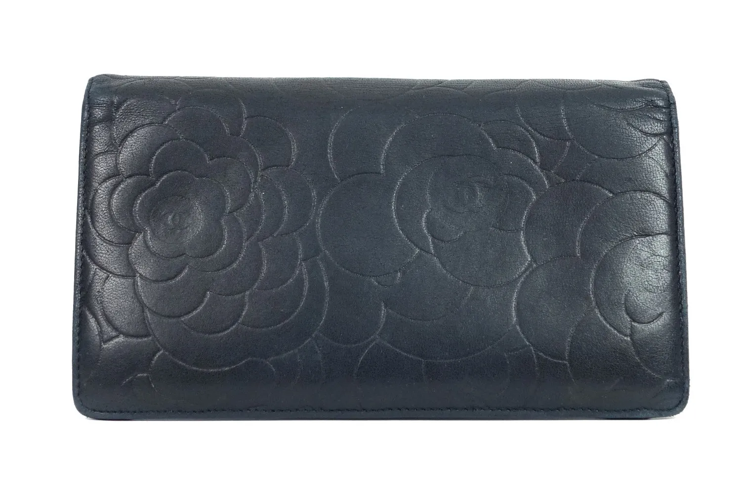 Bifold Camellia Lambskin Leather Long Wallet