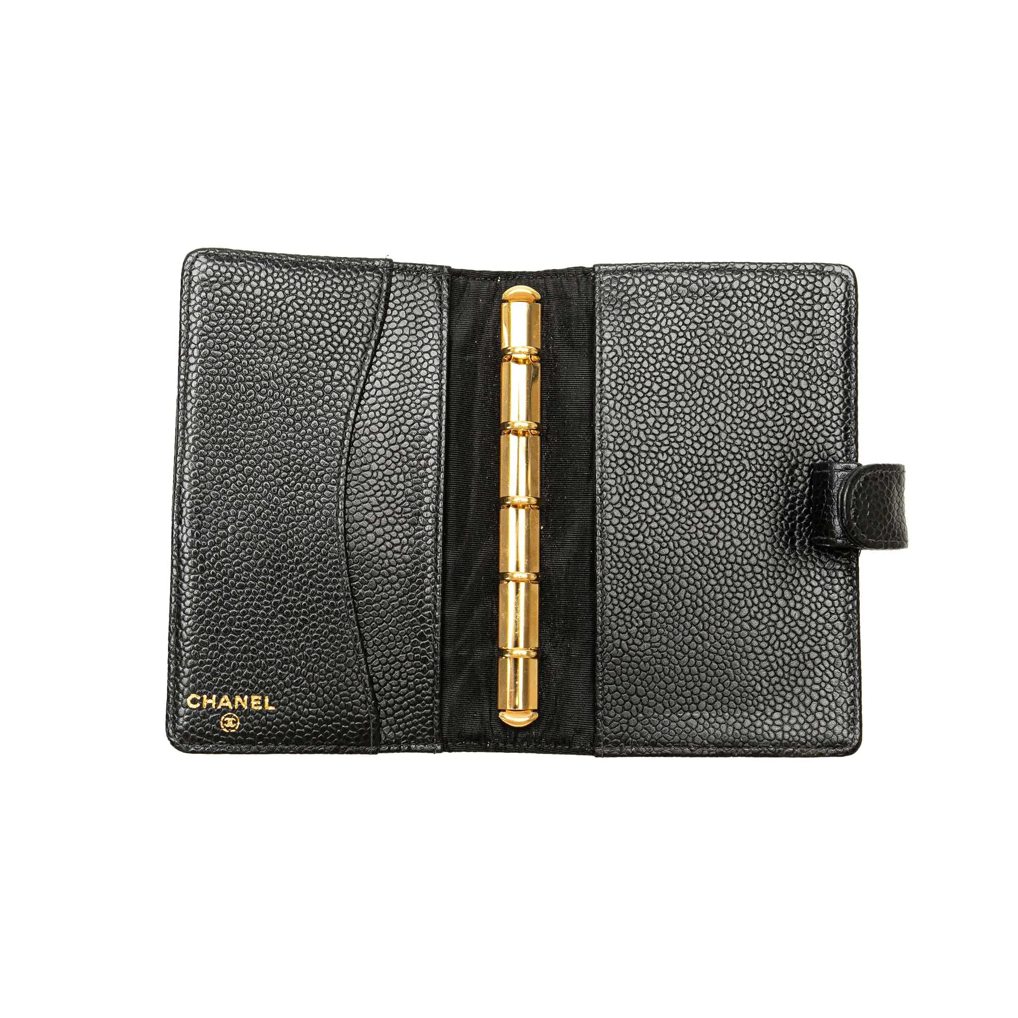 Black Chanel Mini Caviar CC Notebook Cover