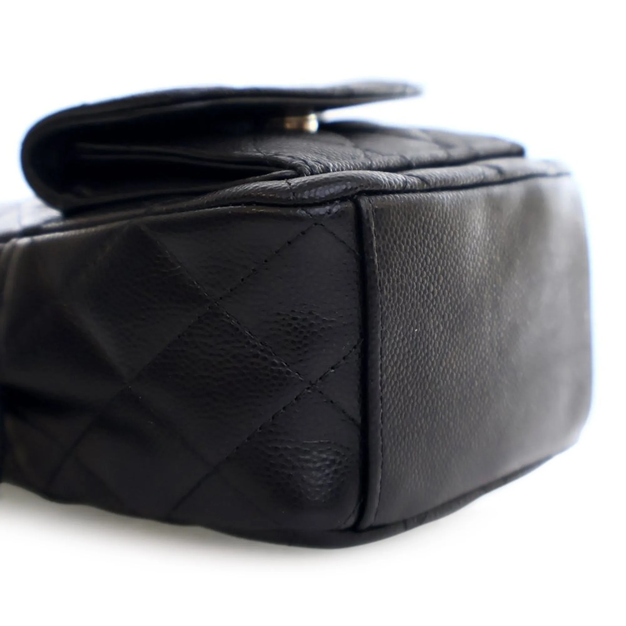 Black Chanel Mini CC Quilted Caviar Leather Backpack