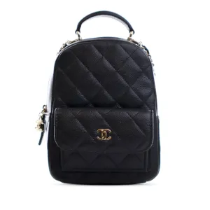 Black Chanel Mini CC Quilted Caviar Leather Backpack