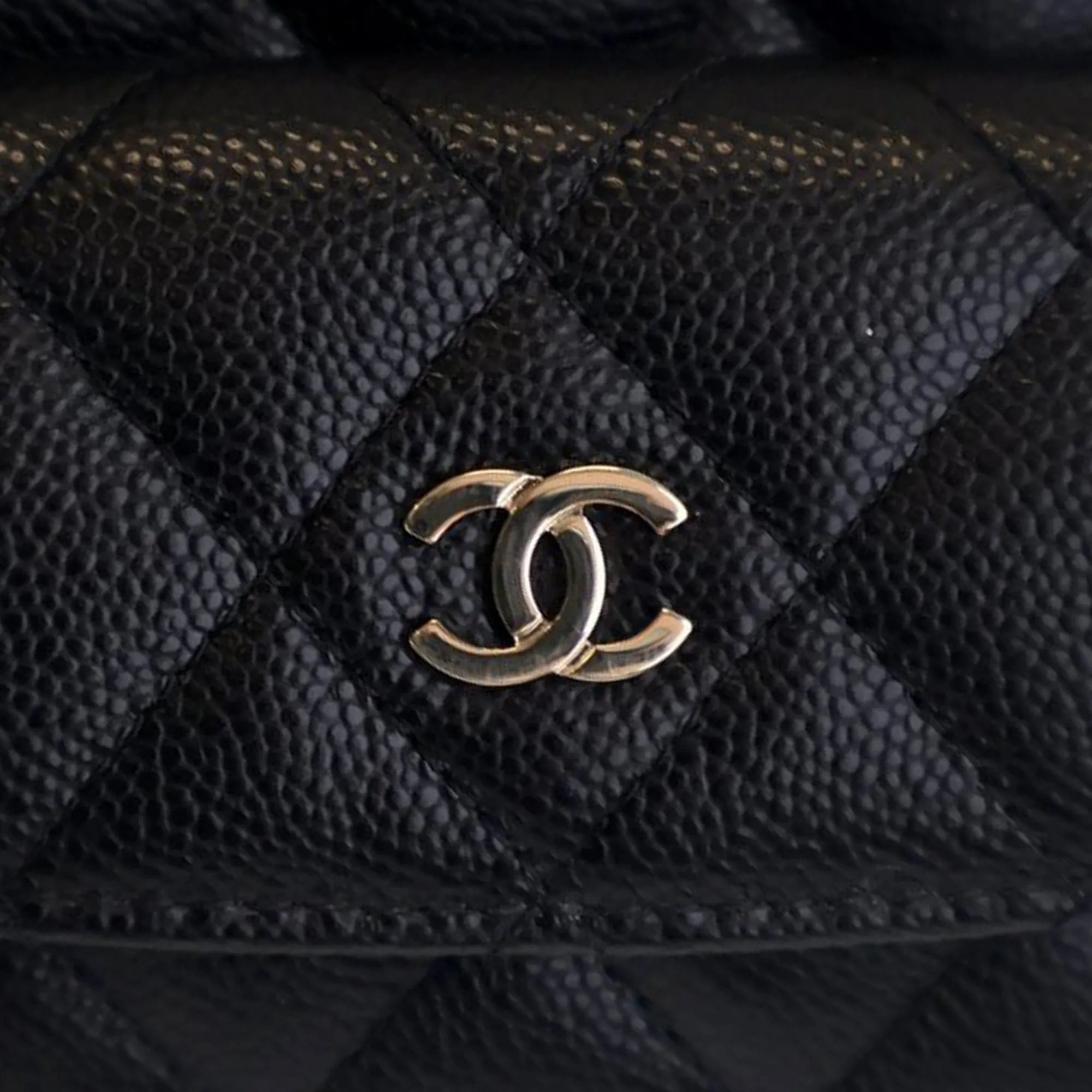 Black Chanel Mini CC Quilted Caviar Leather Backpack