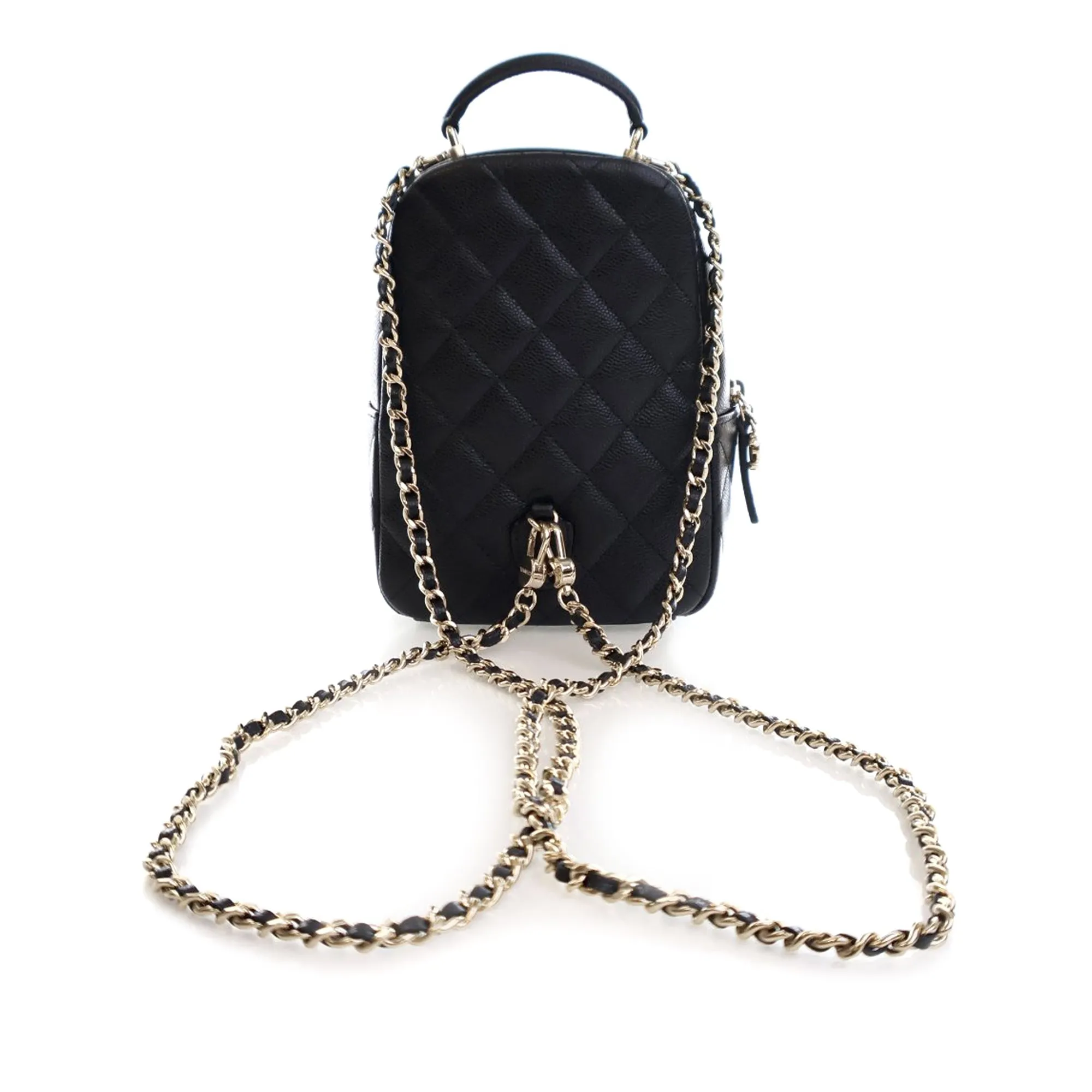 Black Chanel Mini CC Quilted Caviar Leather Backpack