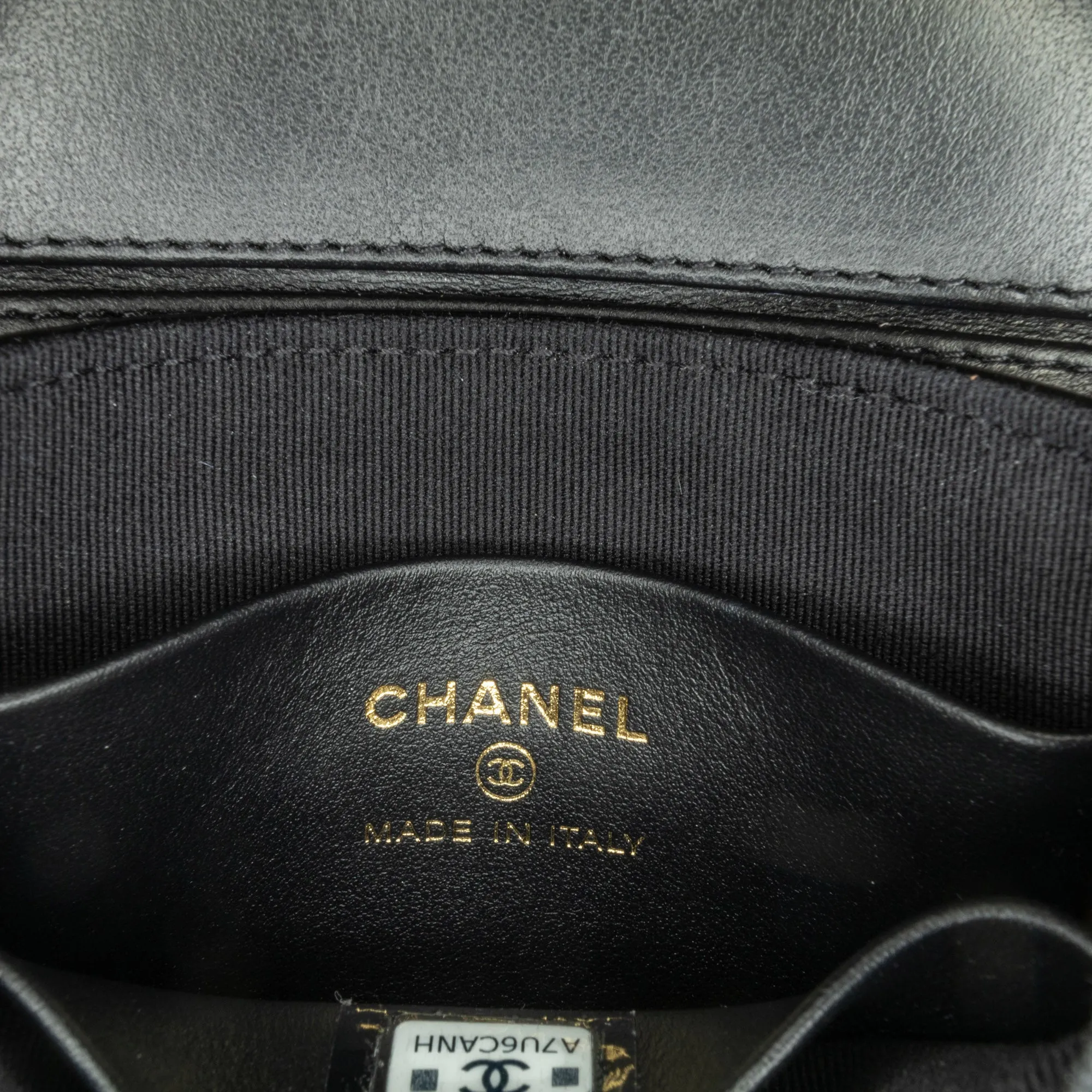 Black Chanel Mini CC Quilted Patent Leather Top Handle Clutch with Chain Satchel