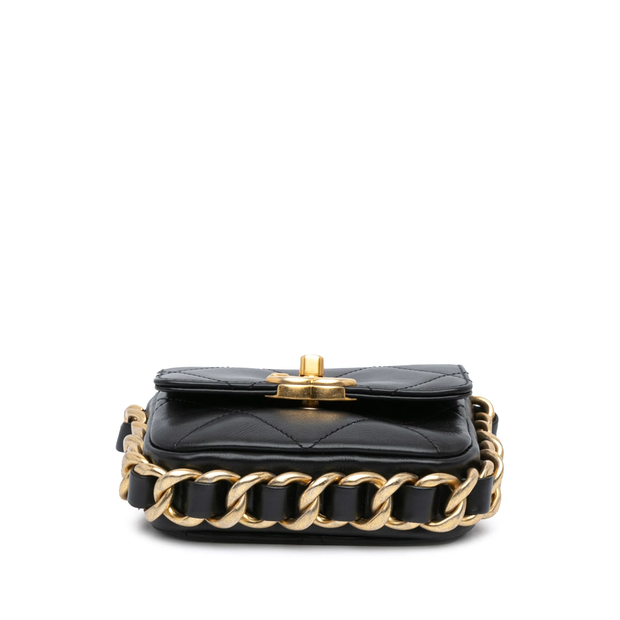 Black Chanel Mini Quilted Calfskin Framing Chain Flap Crossbody Bag