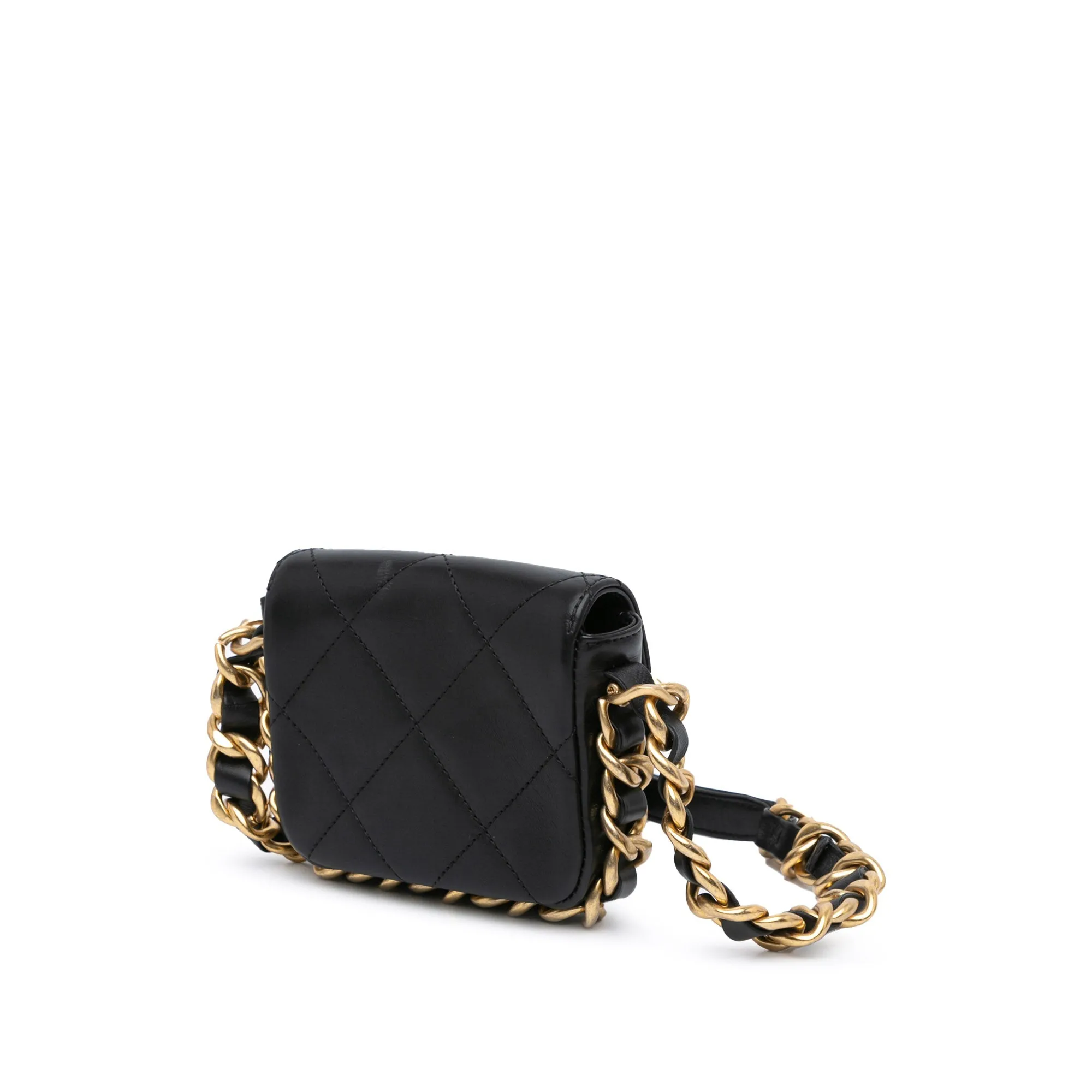 Black Chanel Mini Quilted Calfskin Framing Chain Flap Crossbody Bag
