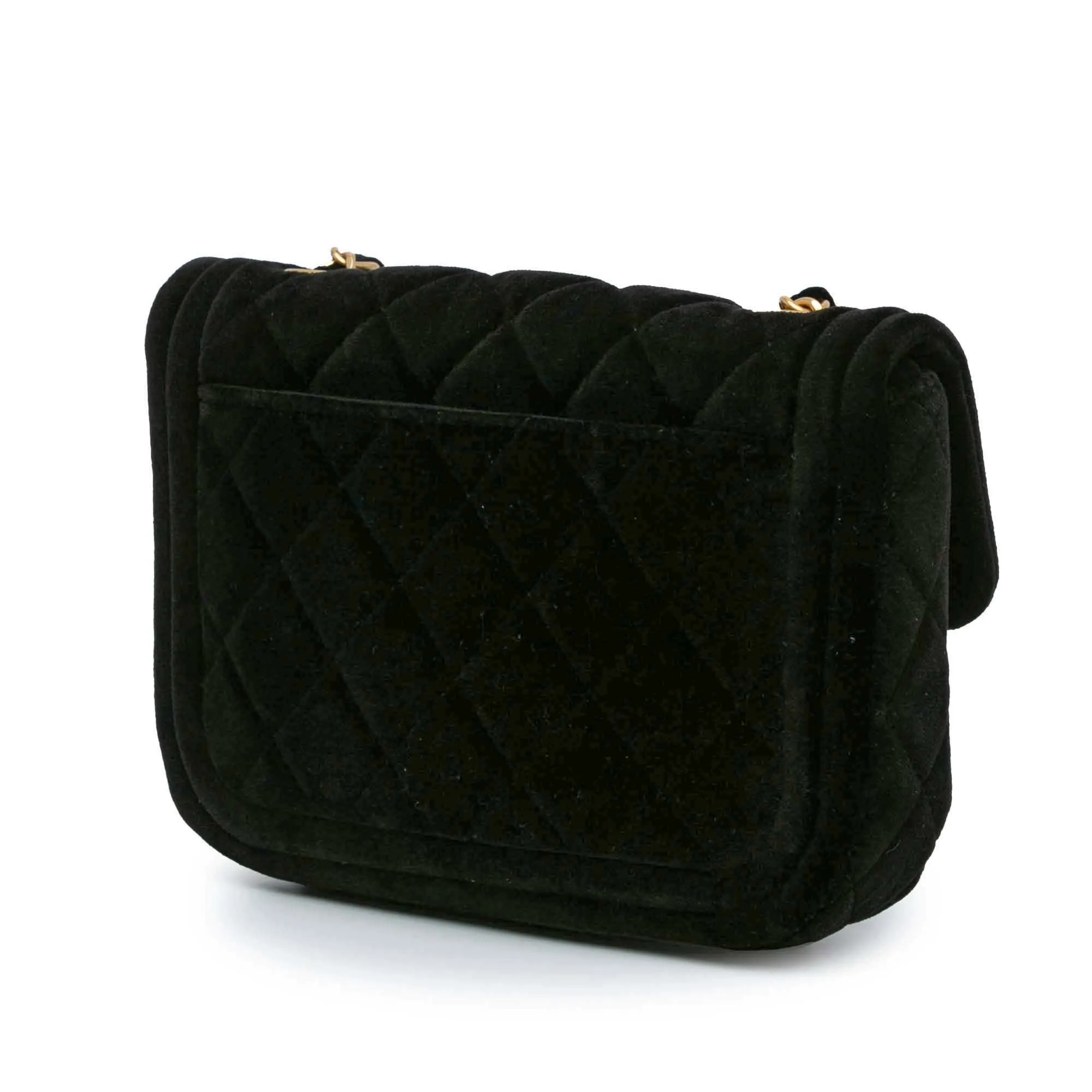 Black Chanel Mini Quilted Velvet Double Frame Flap Crossbody Bag