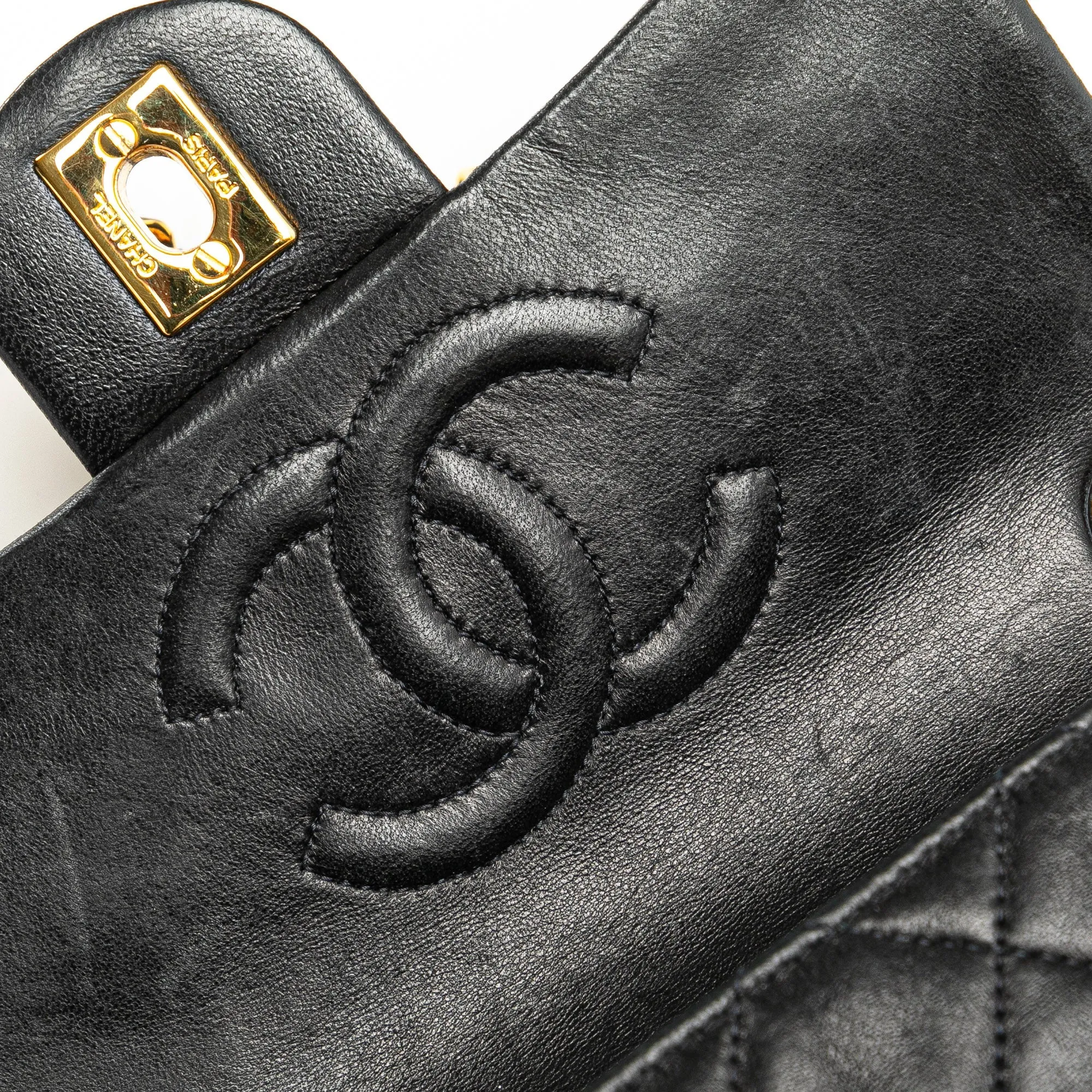Black Chanel Mini Square Classic Lambskin Single Flap Crossbody Bag