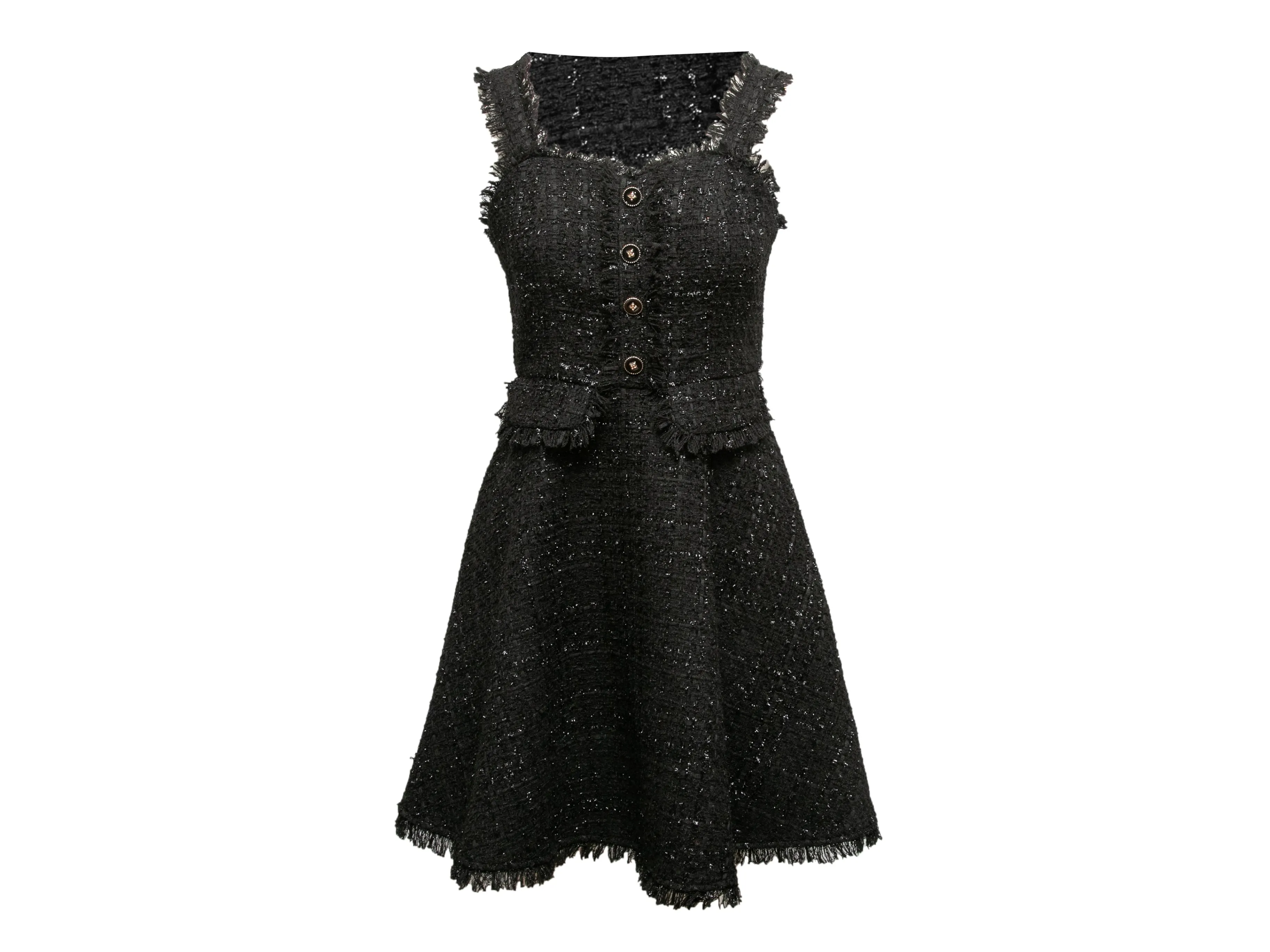 Black Chanel Tweed Sleeveless Dress Size FR 40