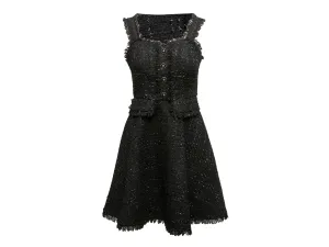 Black Chanel Tweed Sleeveless Dress Size FR 40