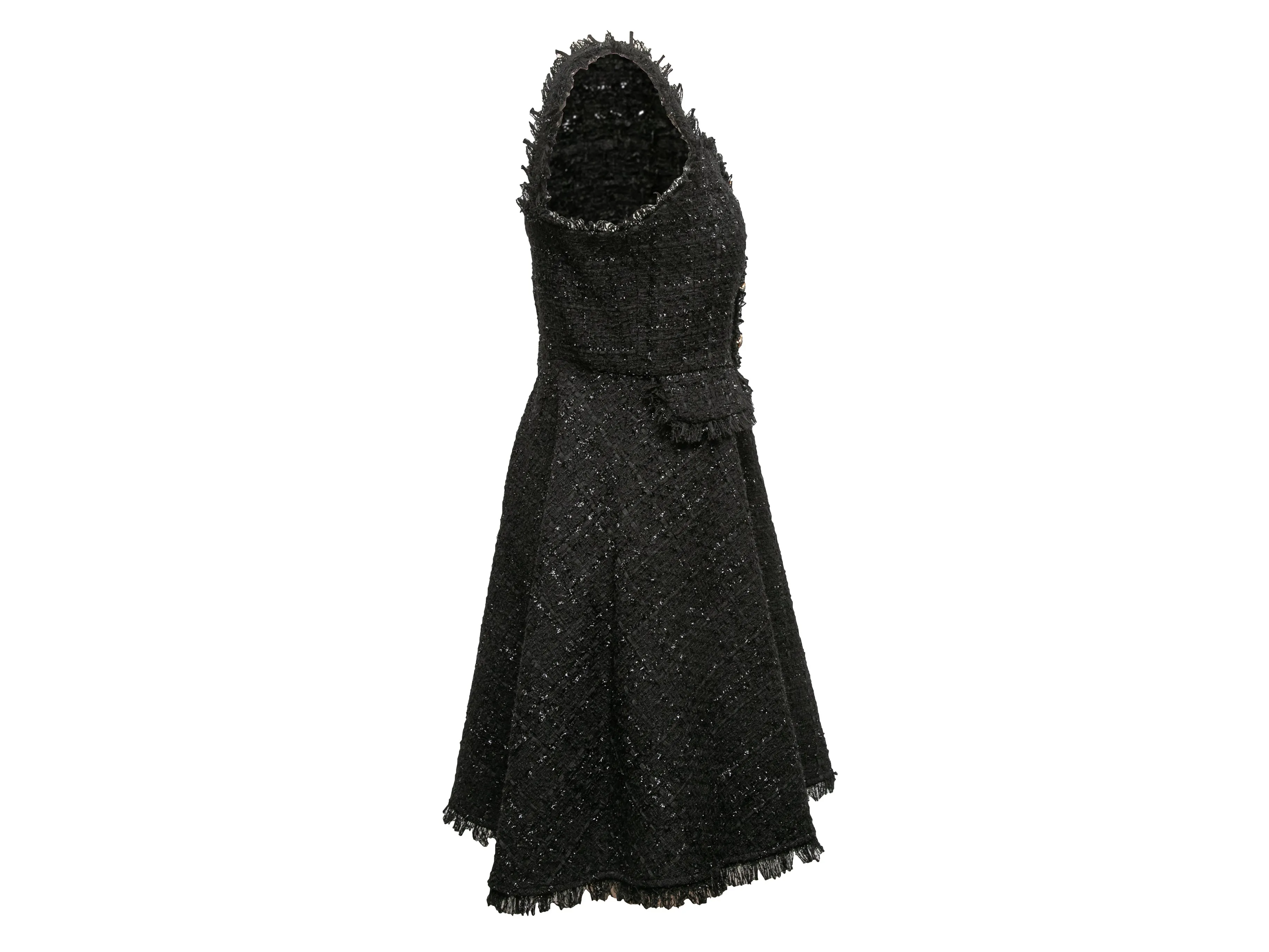 Black Chanel Tweed Sleeveless Dress Size FR 40