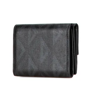 Black Dior CD Diamond Coated Canvas Trifold Wallet