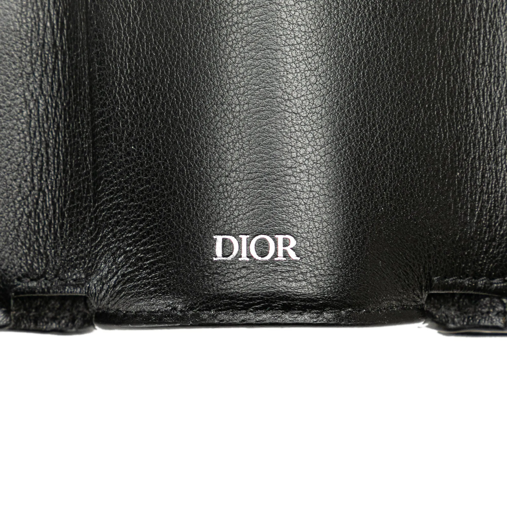 Black Dior CD Diamond Coated Canvas Trifold Wallet