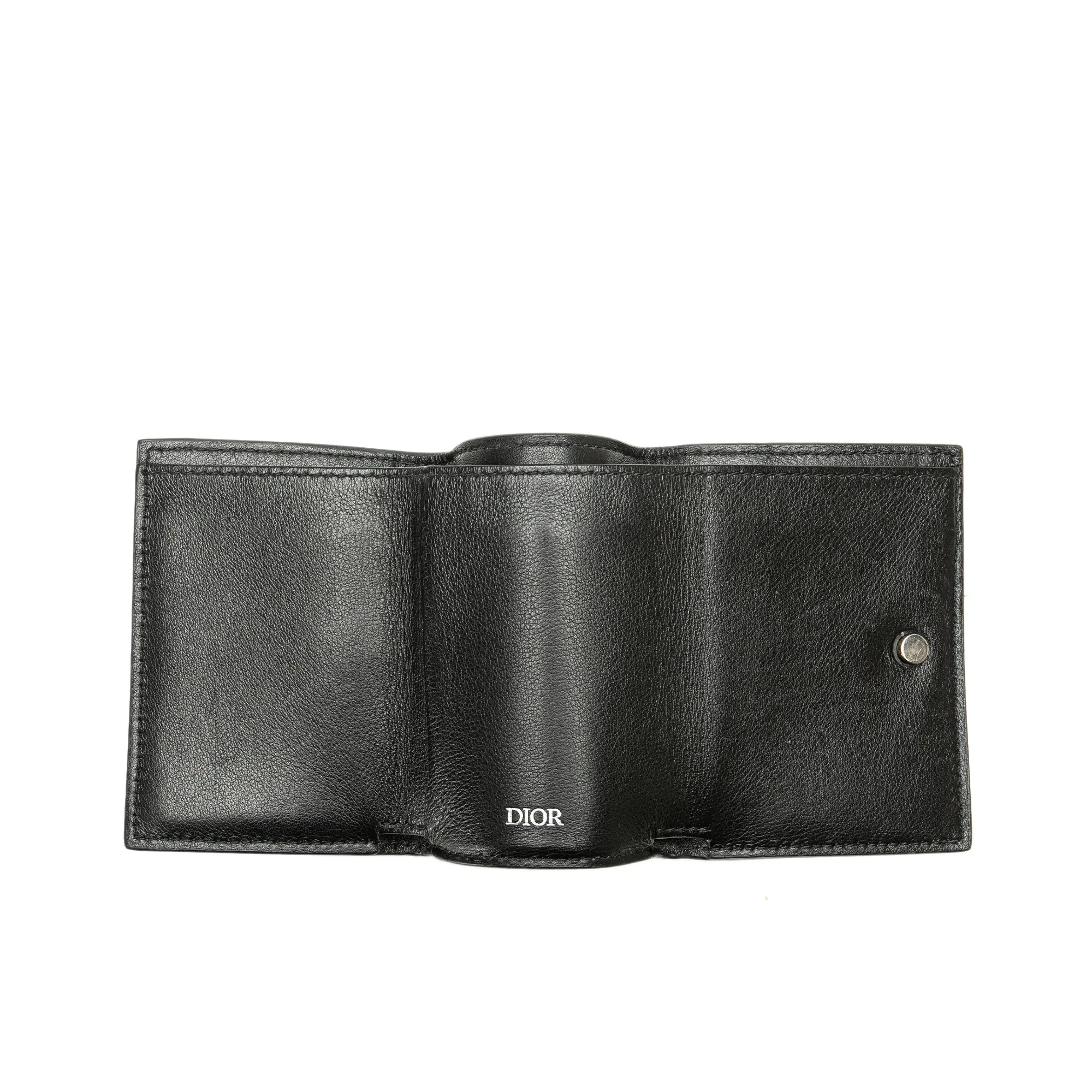 Black Dior CD Diamond Coated Canvas Trifold Wallet