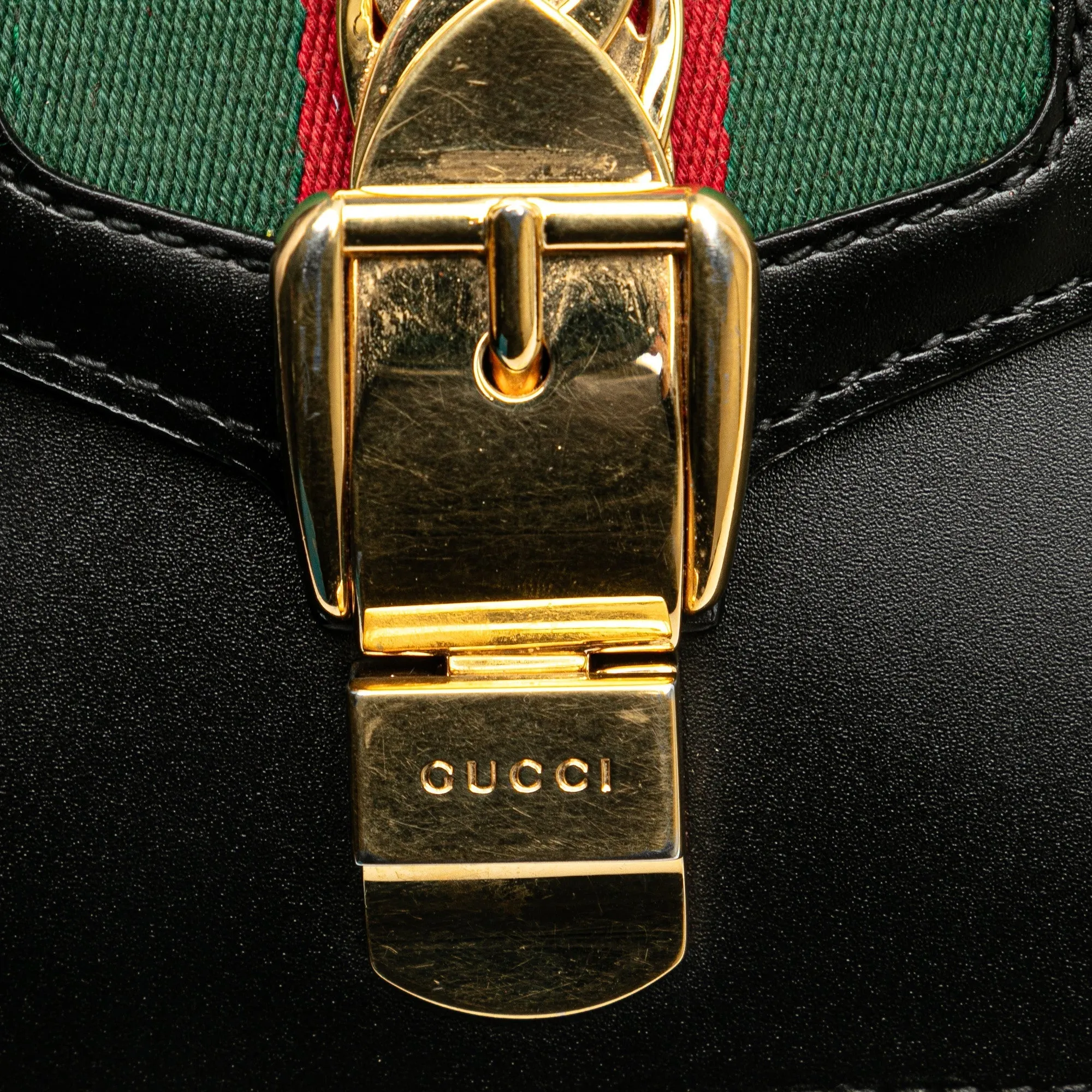 Black Gucci Mini Sylvie Leather Chain Crossbody Bag