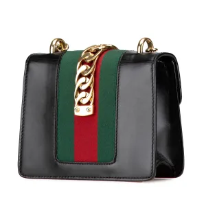 Black Gucci Mini Sylvie Leather Chain Crossbody Bag