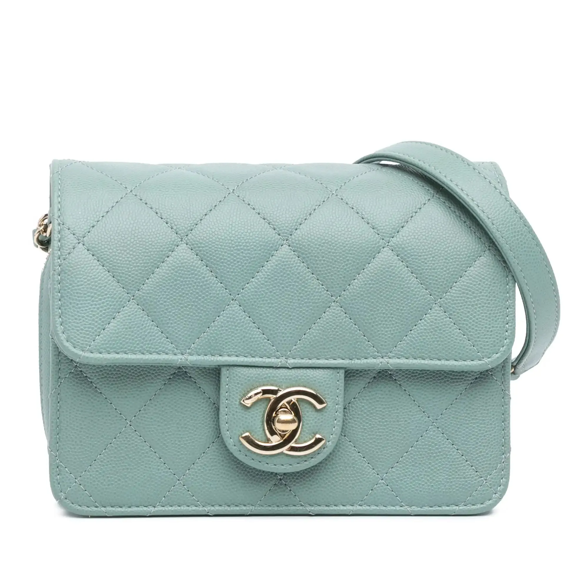 Blue Chanel Mini Caviar Like a Wallet Flap
