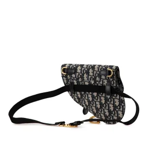 Blue Dior Oblique Canvas Saddle Belt Bag