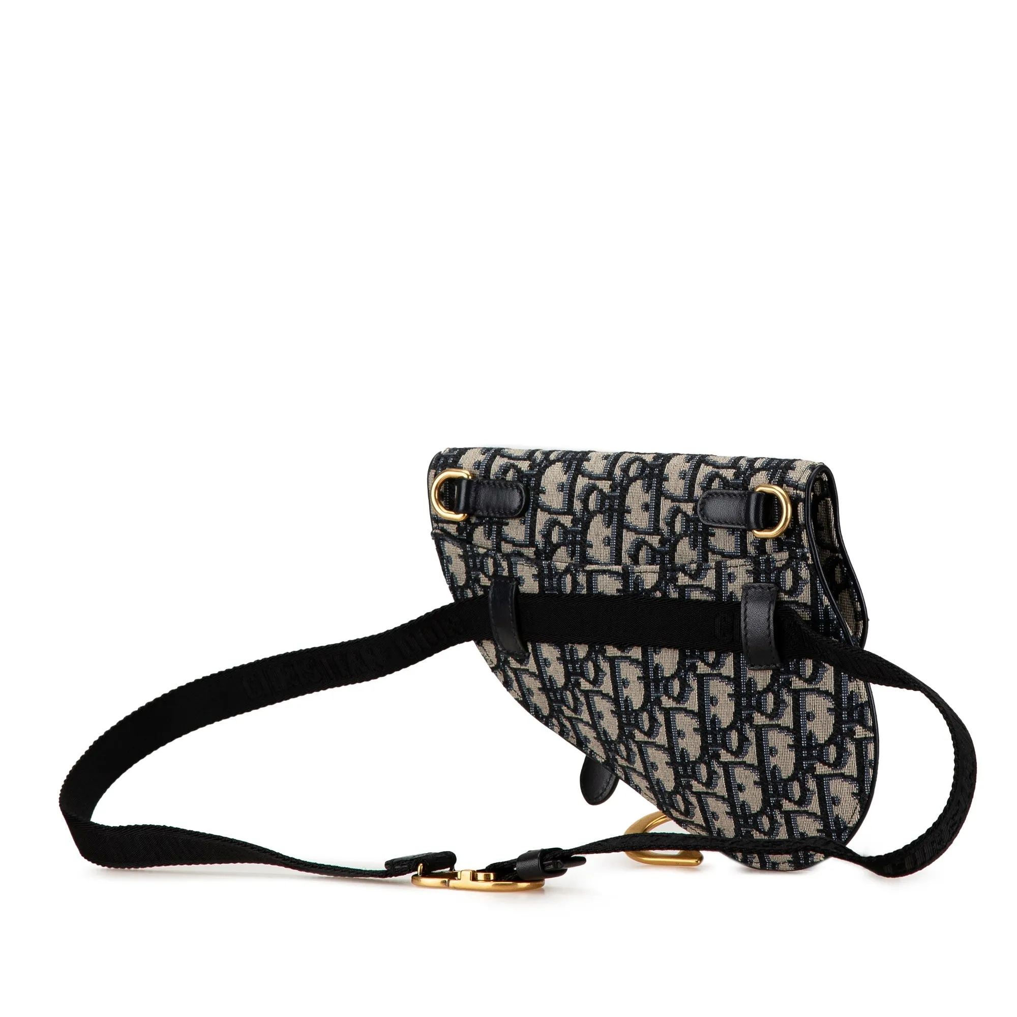 Blue Dior Oblique Canvas Saddle Belt Bag