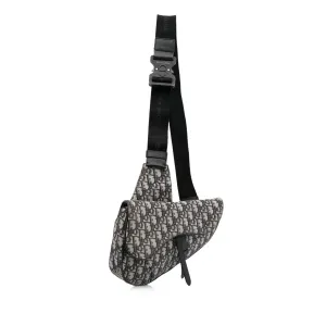 Blue Dior Oblique Canvas Saddle Crossbody