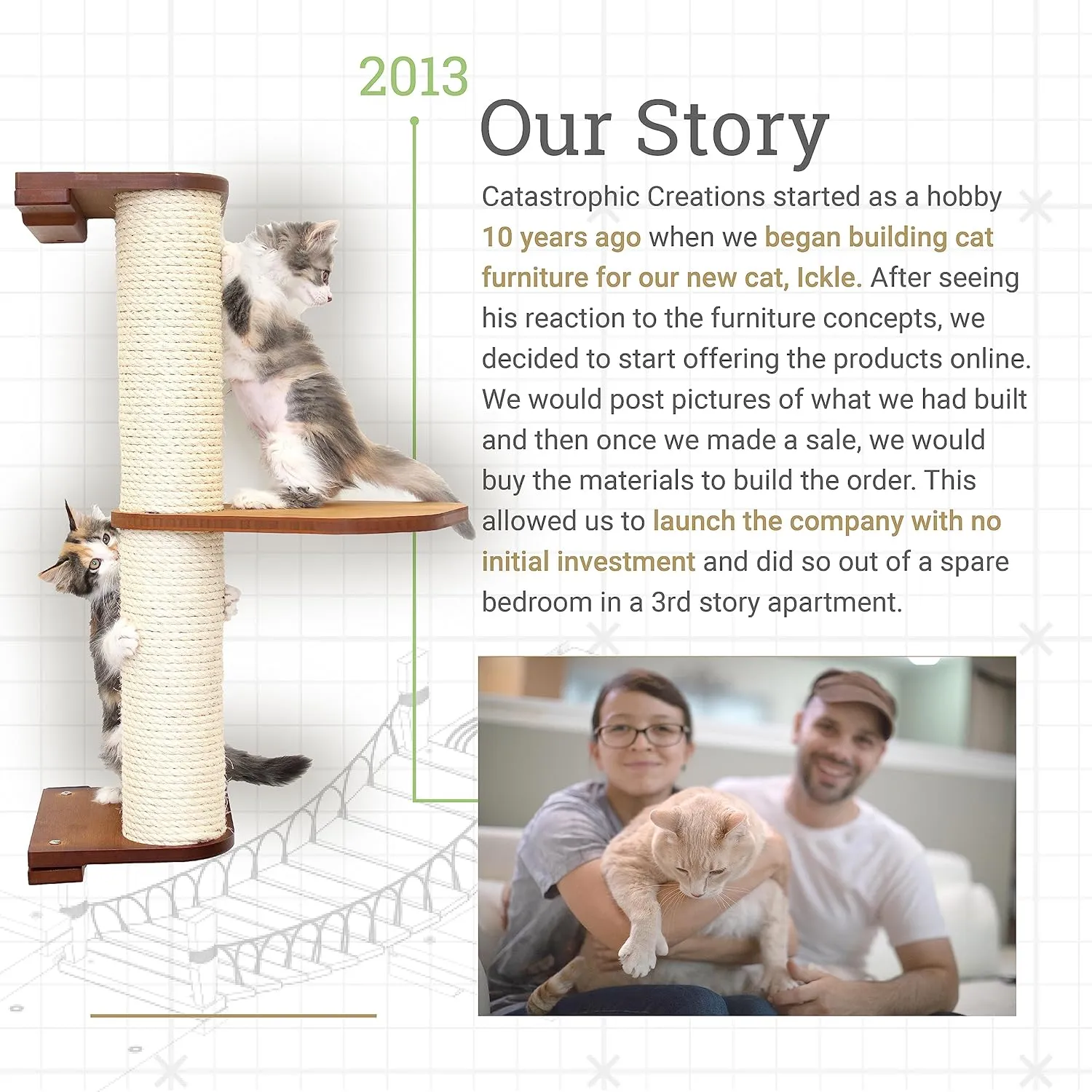 CatastrophiCreations Cat 18in Shelf Handcrafted Elevated Wall English Chestnut Bamboo