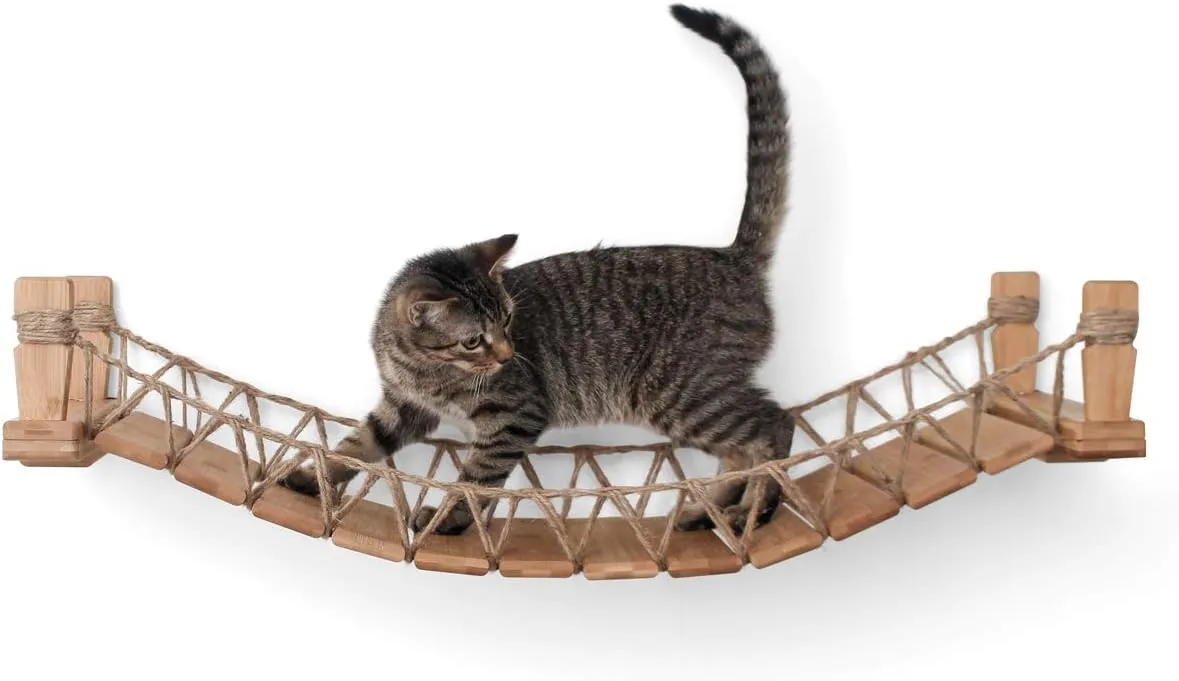 CatastrophiCreations Cat Bridge Wall-Mounted Play and Lounge Toy Cat Tree Tower Alternative for Pets