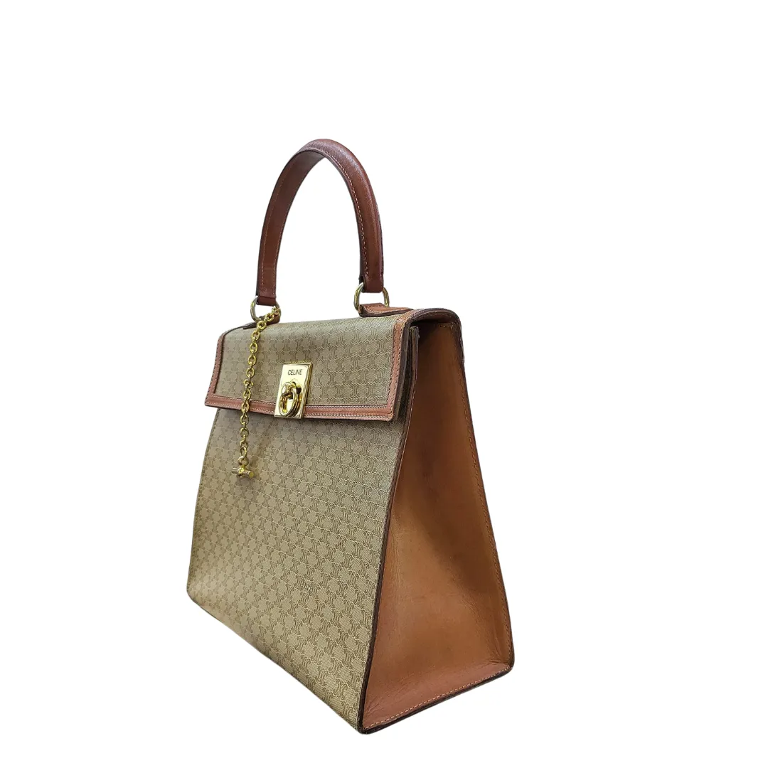 CELINE Macadam Gancini Top Handle Handbag Beige L26.5 x H24 x 12.5cm