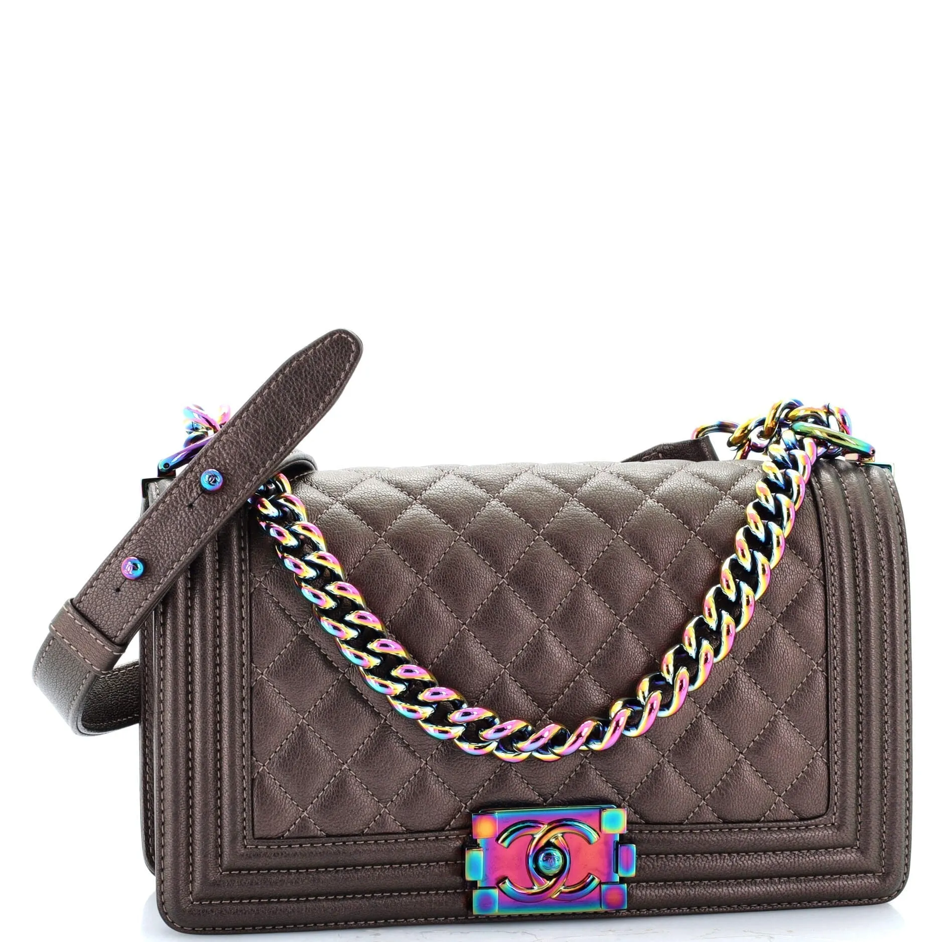 Chanel Boy Flap Bag Quilted Iridescent