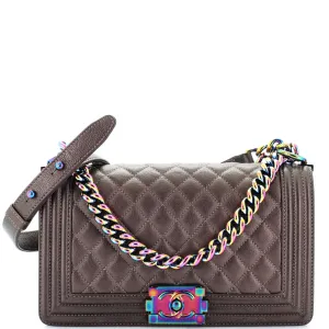 Chanel Boy Flap Bag Quilted Iridescent